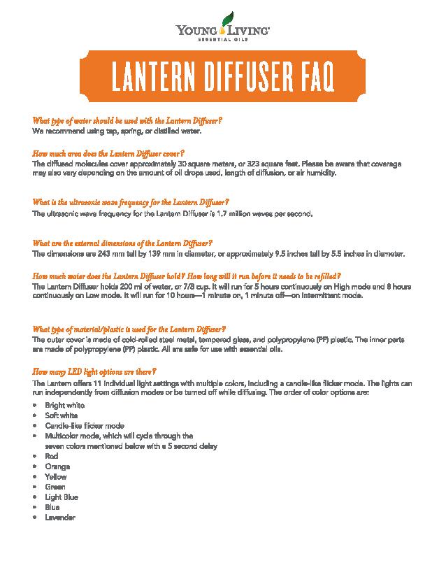 (英文)燭檯超聲波精油擴香機 Lantern Diffuser FAQ