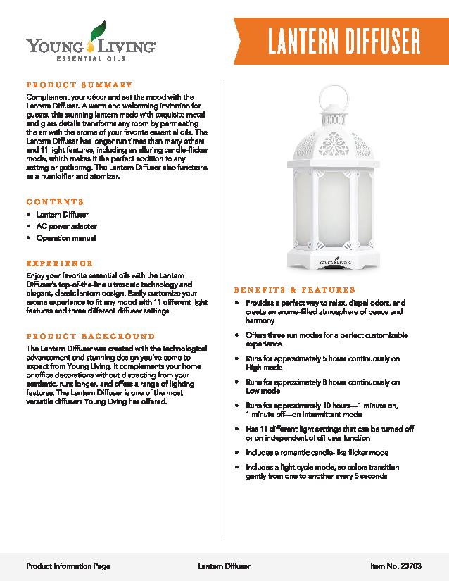 (英文)燭檯超聲波精油擴香機 Lantern Diffuser 產品資訊